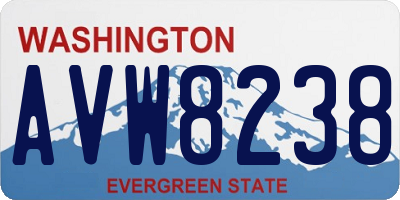 WA license plate AVW8238