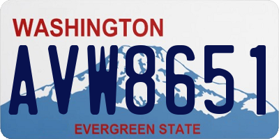 WA license plate AVW8651