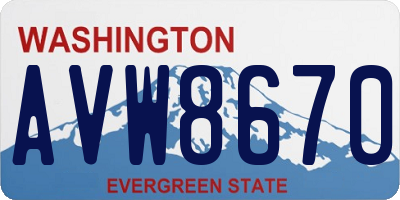 WA license plate AVW8670
