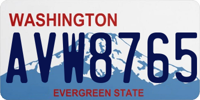 WA license plate AVW8765