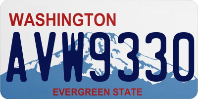 WA license plate AVW9330