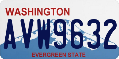 WA license plate AVW9632