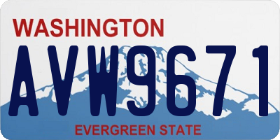 WA license plate AVW9671
