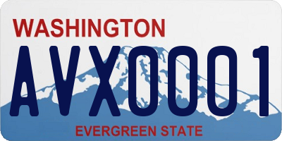 WA license plate AVX0001