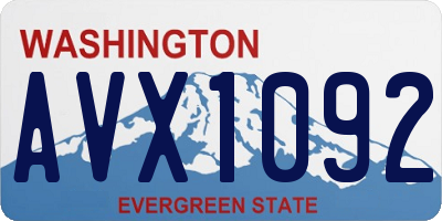 WA license plate AVX1092