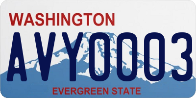 WA license plate AVY0003