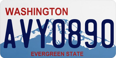 WA license plate AVY0890