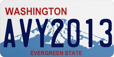 WA license plate AVY2013