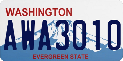 WA license plate AWA3010