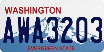 WA license plate AWA3203