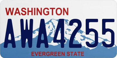 WA license plate AWA4255