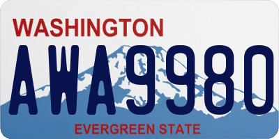 WA license plate AWA9980