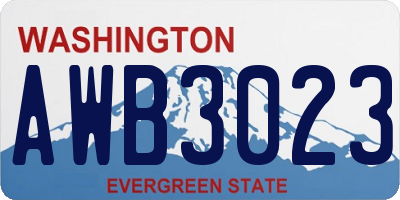 WA license plate AWB3023