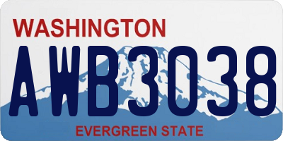 WA license plate AWB3038