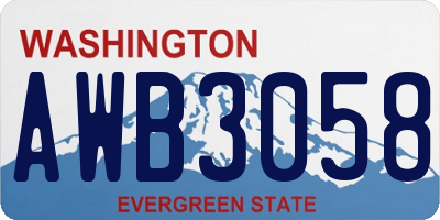 WA license plate AWB3058