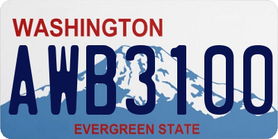 WA license plate AWB3100