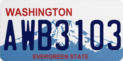 WA license plate AWB3103