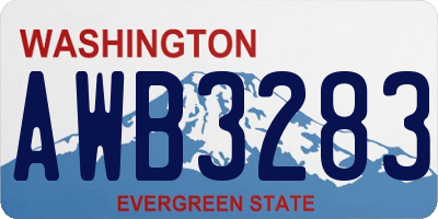 WA license plate AWB3283