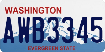 WA license plate AWB3345