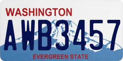 WA license plate AWB3457