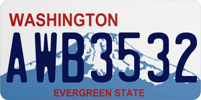 WA license plate AWB3532