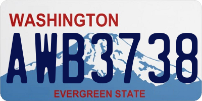 WA license plate AWB3738