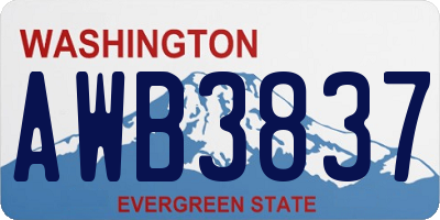 WA license plate AWB3837