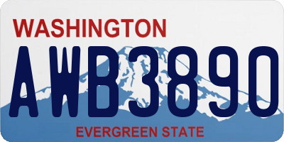 WA license plate AWB3890