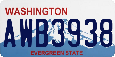 WA license plate AWB3938