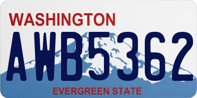 WA license plate AWB5362