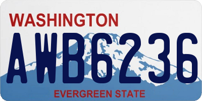 WA license plate AWB6236