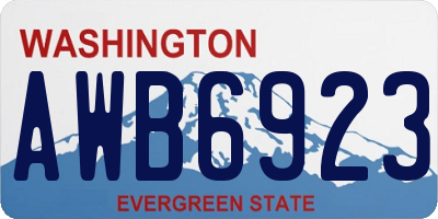 WA license plate AWB6923