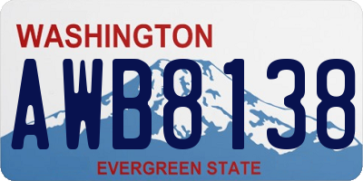 WA license plate AWB8138