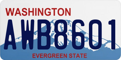 WA license plate AWB8601