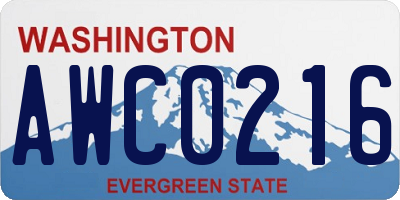 WA license plate AWC0216