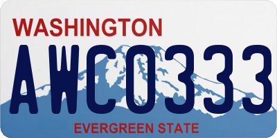 WA license plate AWC0333