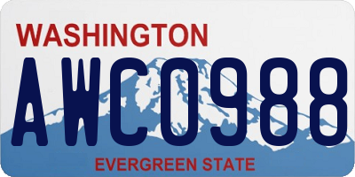 WA license plate AWC0988
