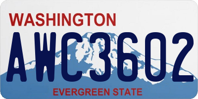WA license plate AWC3602