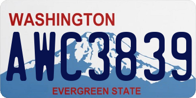 WA license plate AWC3839