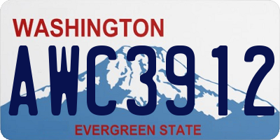 WA license plate AWC3912