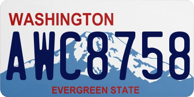 WA license plate AWC8758