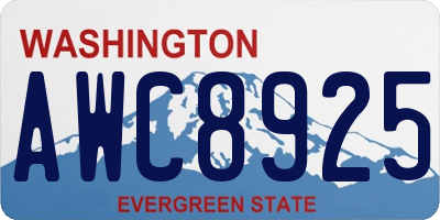 WA license plate AWC8925