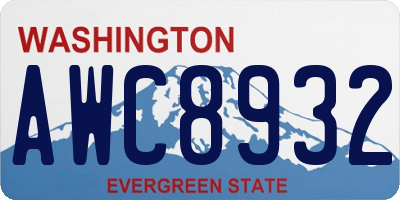 WA license plate AWC8932