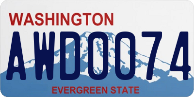 WA license plate AWD0074