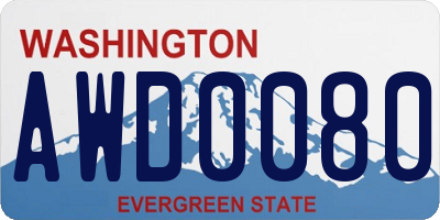 WA license plate AWD0080