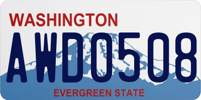 WA license plate AWD0508