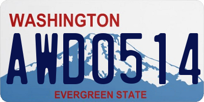 WA license plate AWD0514