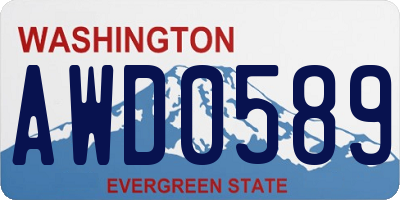 WA license plate AWD0589