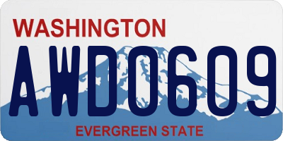 WA license plate AWD0609