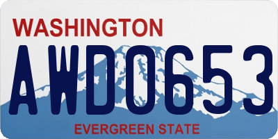 WA license plate AWD0653